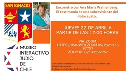 Encuentro con Ana María Wahrenberg, testimonio de una sobreviviente del Holocausto.
